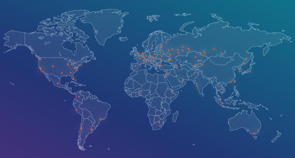 火伞云融合CDN全球节点分布国家及城市列表